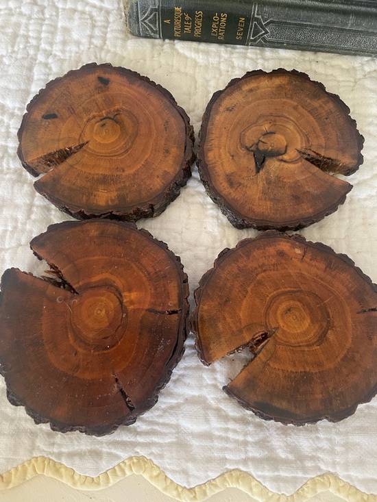 Other - Handcrafted Natural Wood Slice Coasters - Set of 4 super nice